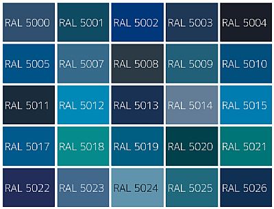 Χρώματα Ral Αλουμινίων Παλέτα Blue