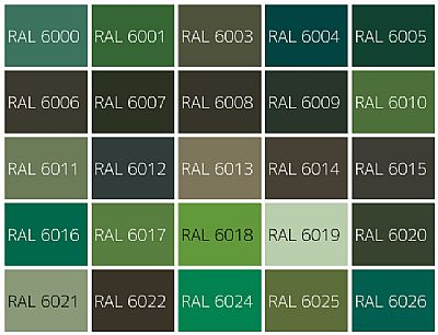 Χρώματα Ral Αλουμινίων Παλέτα Green