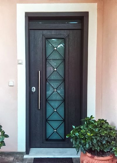  Πόρτα Laminate - Εισόδου Πολυκατοικίας Με 1 Φεγγίτη